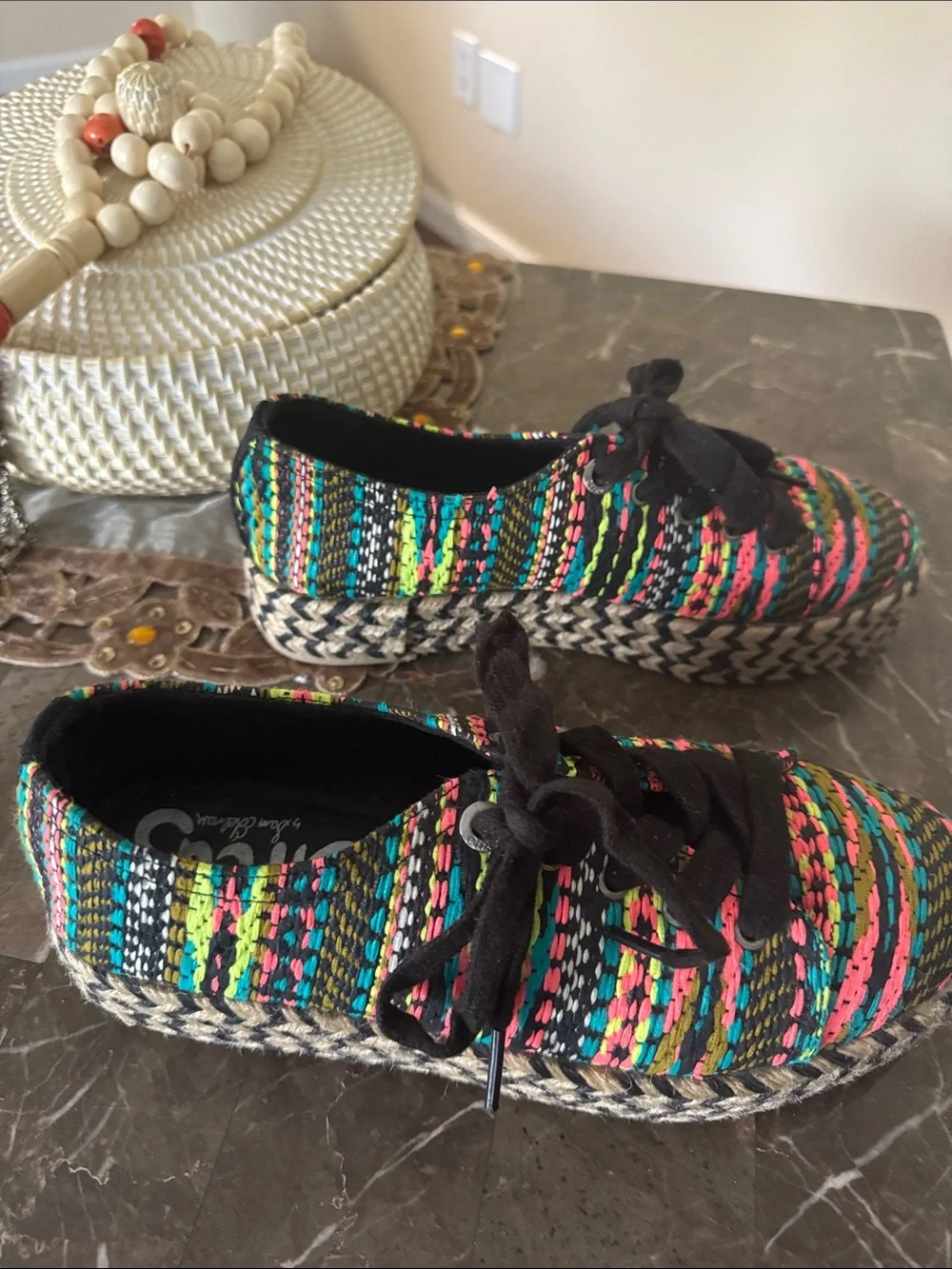 Circus by Sam Edelman Multicolor Woven Lace-Up Espadrilles size 8M